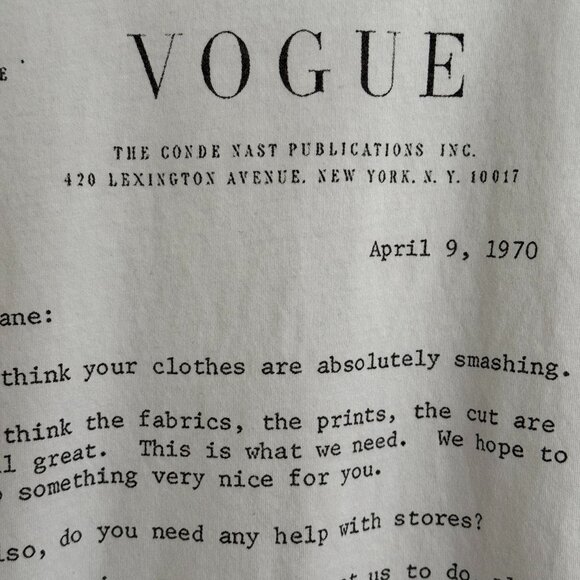 Diane von Furstenberg letter from Vogue Editor Fashion T-shirt Small - Picture 3 of 9